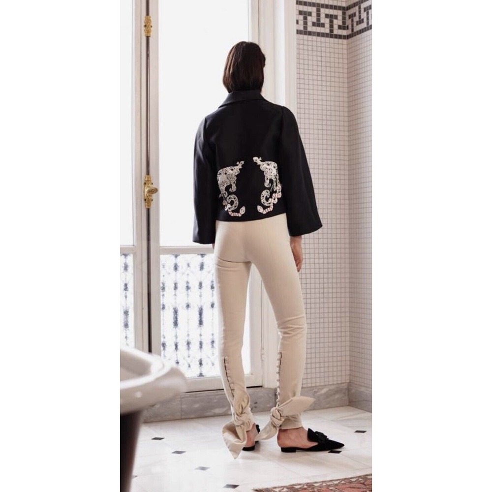 Leal Deccarett Francisca Bow Pants 8 Natural Beige NEW